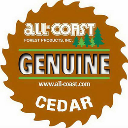 ALL-COAST FOREST PRODUCTS, INC. GENUINE WWW.ALL-COAST.COM CEDAR logo
