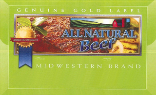 ALL NATURAL BEEF, COMMITTED TO QUALITY, GENUINE GOLD LABEL, MIDWESTERN BRAND logo