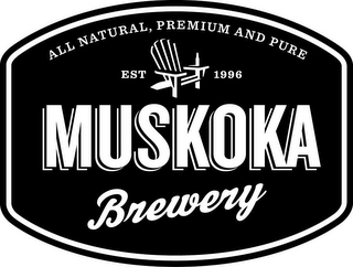 ALL NATURAL PREMIUM AND PURE EST 1996 MUSKOKA BREWERY logo