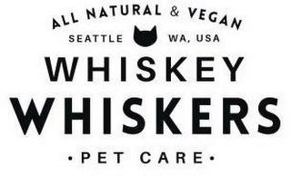 ALL NATURAL & VEGAN SEATTLE WA, USA WHISKEY WHISKERS · PET CARE · logo