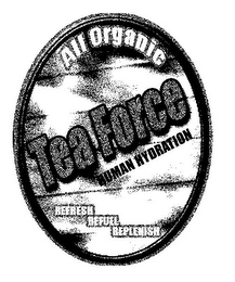 ALL ORGANIC TEA FORCE HUMAN HYDRATION REFRESH REFUEL REPLENISH logo