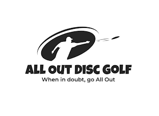 ALL OUT DISC GOLF WHEN IN DOUBT, GO ALLOUT logo