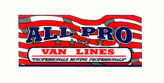ALL PRO VAN LINES "PROFESSIONALS MOVING PROFESSIONALS" logo