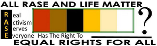 ALL RASE AND LIFE MATTER REAL ACTIVISM SERVES EVERYONE HAS THE RIGHT TO ? EQUAL RIGHTS FOR ALL logo