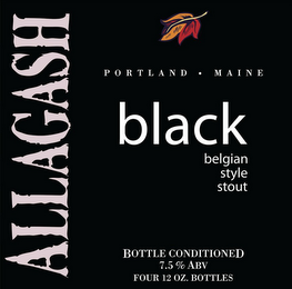 ALLAGASH BLACK PORTLAND MAINE BELGIAN STYLE STOUT BOTTLE CONDITIONED 7.5% ABV FOUR 12 OZ. BOTTLES logo