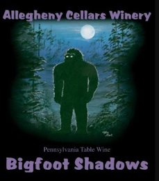 ALLEGHENY CELLARS WINERY PENNSYLVANIA TABLE WINE BIGFOOT SHADOWS logo