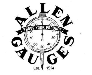 ALLEN GAUGES PROVE YOUR PRODUCT EST. 1914 logo