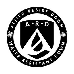 ALLIED  RESIST  DOWN  A · R · D  WATER RESISTANT DOWN logo
