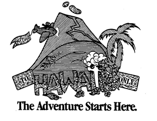 ALOHA TO HAWAII ONLY THE ADVENTURE STARTS HERE. logo