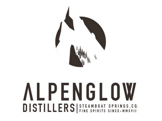 ALPENGLOW DISTILLERS STEAMBOAT SPRINGS, CO. FINE SPIRITS SINCE - MMXVII logo