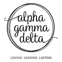 ALPHA GAMMA DELTA LOVING LEADING LASTING logo
