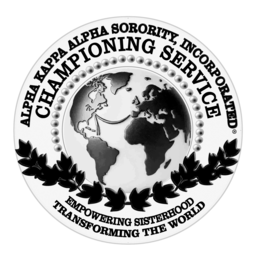 "ALPHA KAPPA ALPHA SORORITY, INCORPORATED", "CHAMPIONING SERVICE", "EMPOWERING SISTERHOOD" AND "TRANSFORMING THE WORLD" logo
