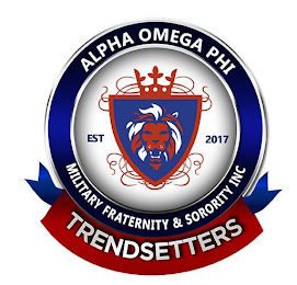 ALPHA OMEGA PHI MILITARY FRATERNITY & SORORITY INC TRENDSETTERS EST 2017 logo