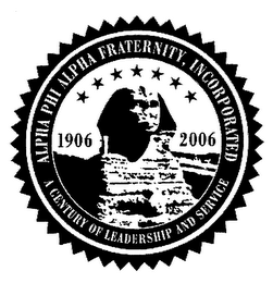 ALPHA PHI ALPHA FRATERNITY, INCORPORATED A CENTURY OF LEADERSHIP AND SERVICE 1906 2006 logo