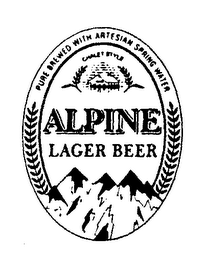 ALPINE LAGER BEER PURE BREWED WITH ARTESIAN SPRING WATER CHALET STYLE logo