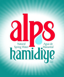 ALPS HAMIDIYE NATURAL SPRING WATER AGUA DE MANANTIAL SINCE 1902 logo