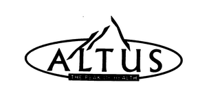 ALTUS THE PEAK OF HEALTH AND DESIGN logo