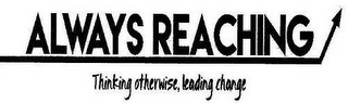 ALWAYS REACHING THINKING OTHERWISE, LEADING CHANGE logo