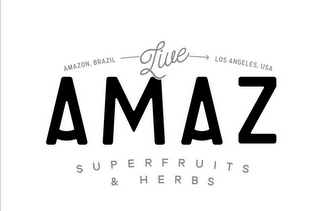 AMAZON, BRAZIL LIVE LOS ANGELES, USA AMAZ SUPERFRUITS & HERBS logo