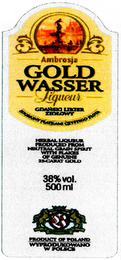 AMBROSJA GOLD WASSER LIQUEUR GDANSKI LIKIER ZIOLOWY ZDOBIONY PLATKAMI CZYSTEGO ZLOTA logo