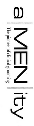 A|MEN|ITY THE PIONEER OF CLINICAL GROOMING logo