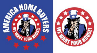 AMERICA HOME BUYERS WE WANT YOUR HOUSE! logo