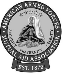 AMERICAN ARMED FORCES MUTUAL AID ASSOCIATION SECURITY FRATERNITY CELERITY EST. 1879 logo