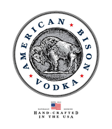AMERICAN BISON VODKA 40% ABV 1913 EST. 2015 NATURALLY SOURCED HAND-CRAFTED IN THE USA logo