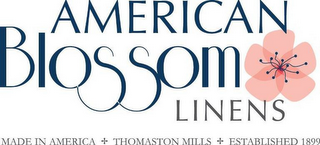 AMERICAN BLOSSOM LINENS MADE IN AMERICATHOMASTON MILLS ESTABLISHED 1899 logo