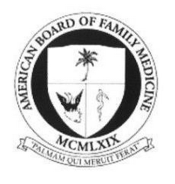 AMERICAN BOARD OF FAMILY MEDICINE MCMLXIX "PALMAM QUI MERUIT FERAT" logo