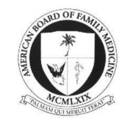 AMERICAN BOARD OF FAMILY MEDICINE MCMLXIX "PALMAM QUI MERUIT FERAT" logo