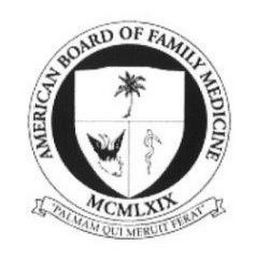 AMERICAN BOARD OF FAMILY MEDICINE MCMLXIX "PALMAM QUI MERUIT FERAT" logo