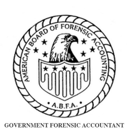 AMERICAN BOARD OF FORENSIC ACCOUNTING · A.B.F.A. · GOVERNMENT FORENSIC ACCOUNTANT logo