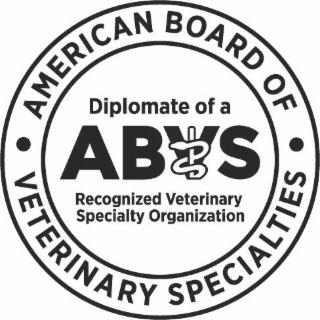 AMERICAN BOARD OF VETERINARY SPECIALTIES DIPLOMATE OF A ABVS RECOGNIZED VETERINARY SPECIALTY ORGANIZATION logo