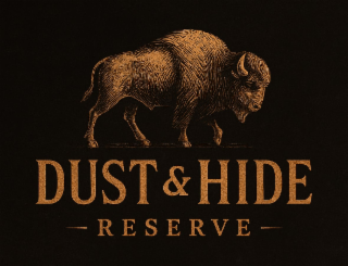 AMERICAN BUFFALO DESIGNED IMAGE CENTERED ABOVE DUST & HIDE - RESERVE- logo