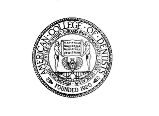 AMERICAN COLLEGE OF DENTISTS FOUNDED 1920 DENTIUM CURANDORUM HUMANITATIS CAUSA DEDICATUM PROGRESSIONI SCIENTIAE logo