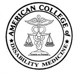 AMERICAN COLLEGE OF DISABILITY MEDICINE, ACDM AND SCIENTIA EST POTENTIA logo