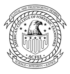 AMERICAN COLLEGE OF FORENSIC EXAMINERS · ACFEI · A LOYAL AND TRUSTWORTHY MEMBER SCIENCE · INTEGRITY · JUSTICE logo