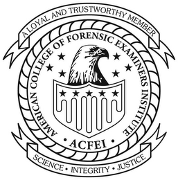 AMERICAN COLLEGE OF FORENSIC EXAMINERS INSTITUTE · ACFEI · A LOYAL AND TRUSTWORTHY MEMBER SCIENCE · INTEGRITY · JUSTICE logo