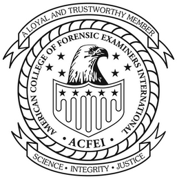 AMERICAN COLLEGE OF FORENSIC EXAMINERS INTERNATIONAL · ACFEI · A LOYAL AND TRUSTWORTHY MEMBER SCIENCE · INTEGRITY · JUSTICE logo