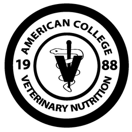 AMERICAN COLLEGE VETERINARY NUTRITION 19 88 V logo