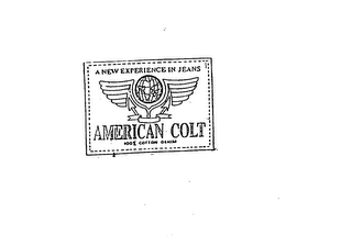 AMERICAN COLT A NEW EXPERIENCE IN JEANS100% COTTON DENIM logo