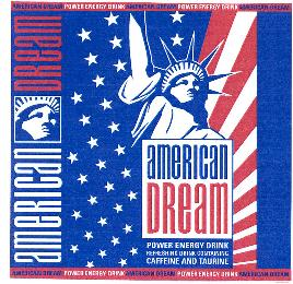 AMERICAN DREAM POWER ENERGY DRINK REFRESHING DRINK CONTAINING CAFFEINE AND TAURINE logo