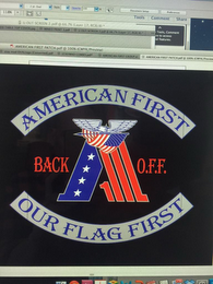 AMERICAN FIRST - BACK O.F.F. - OUR FLAG FIRST logo