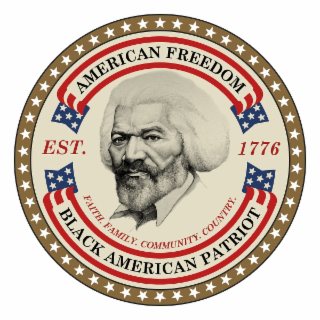 AMERICAN FREEDOM BLACK AMERICAN PATRIOT FAITH. FAMILY. COMMUNITY. COUNTRY.  EST. 1776 logo