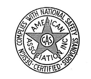 AMERICAN GAS ASSOCIATION INC CERTIFIED DESIGN COMPLIES WITH NATIONAL SAFETY STANDARDS logo