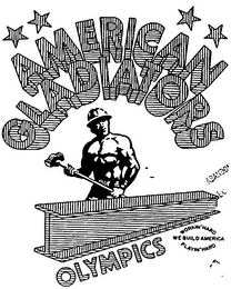 AMERICAN GLADIATORS OLYMPICS WORKING' HARD WE BUILD AMERICA PLAYIN' HARD logo