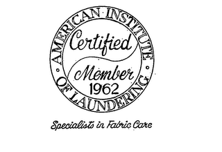 AMERICAN INSTITUTE OF LAUNDERING CERTIFIED MEMBER 1962 SPECIALISTS IN FABRIC CARE logo