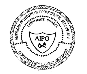 AMERICAN INSTITUTE OF PROFESSIONAL GEOLOGISTS CERTIFIED PROFESSIONAL GEOLOGIST CERTIFICATE NUMBER AIPG logo