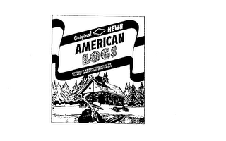 AMERICAN LOGS ORIGINAL HEWN REPRODUCE IN MINIATURE DETAILED SCALE THE ROUGE-CUT, SQUARE-TIMBERS OF PIONEER DAYS logo